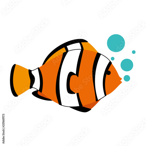 cute ornamental fish with air bubbles vector illustration design