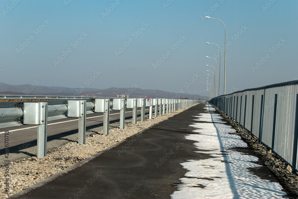 Empty highway on a sunny winter day
