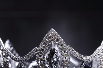 Diamon Silver Crown for Miss Pageant Beauty Contest, Crystal Tiara decorate