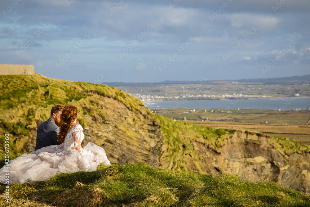 Wedding Couple on Scenic Cliff Overlook