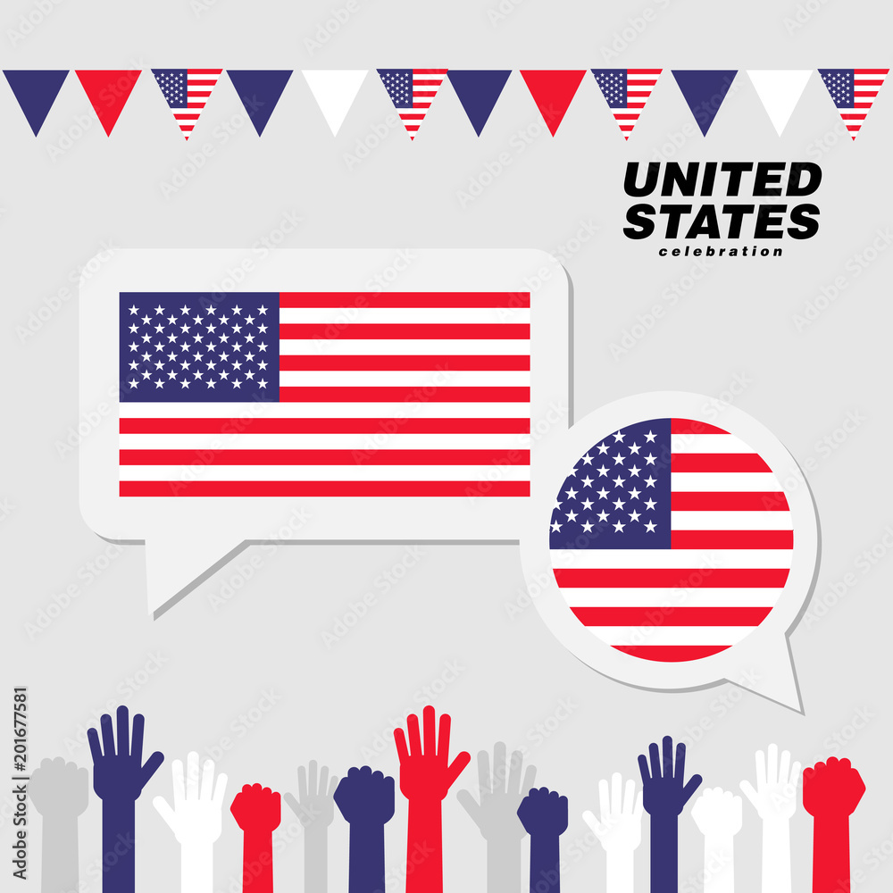 National celebration with United States of America flag decoration