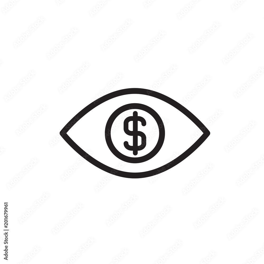 money eye outline vector icon. Modern simple isolated sign. Pixel perfect vector illustration for logo, website, mobile app and other designs