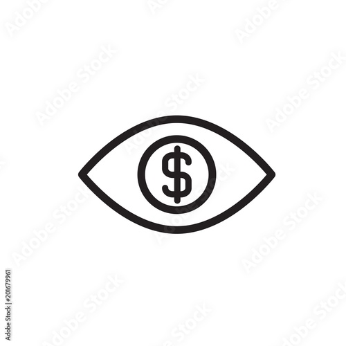 money eye outline vector icon. Modern simple isolated sign. Pixel perfect vector illustration for logo, website, mobile app and other designs