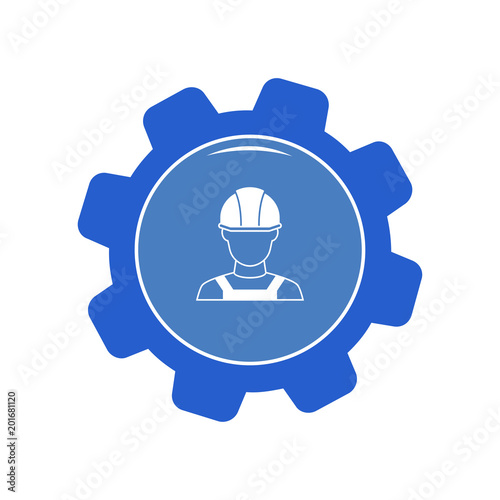 Builder in hemlet icon. Vector Illustration