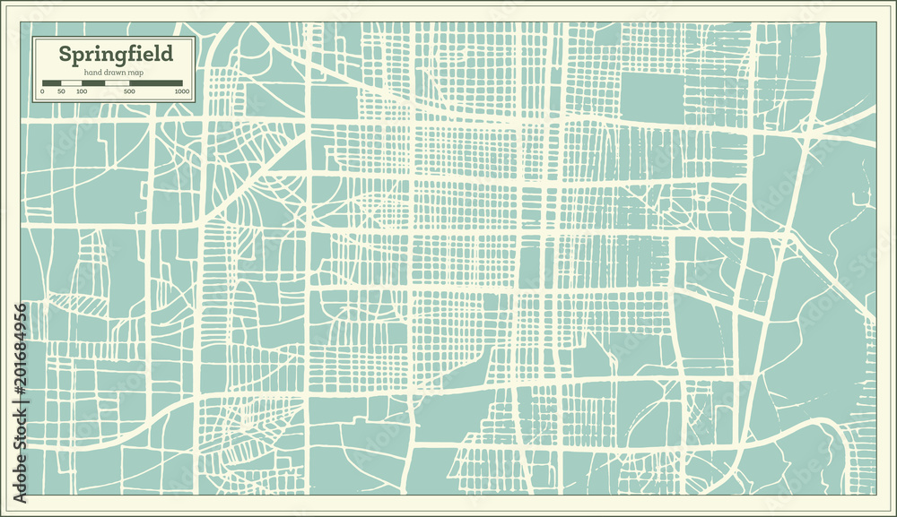Springfield USA City Map in Retro Style. Outline Map.