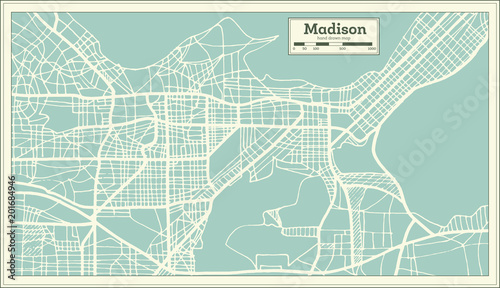 Madison USA City Map in Retro Style. Outline Map. photo