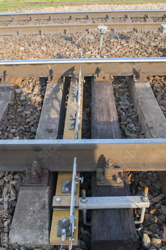 Control device of rolling stock on a dielectric beam
