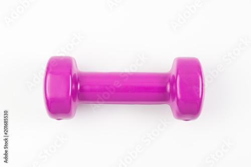 Top view of violet dumbbell Isolated on white background