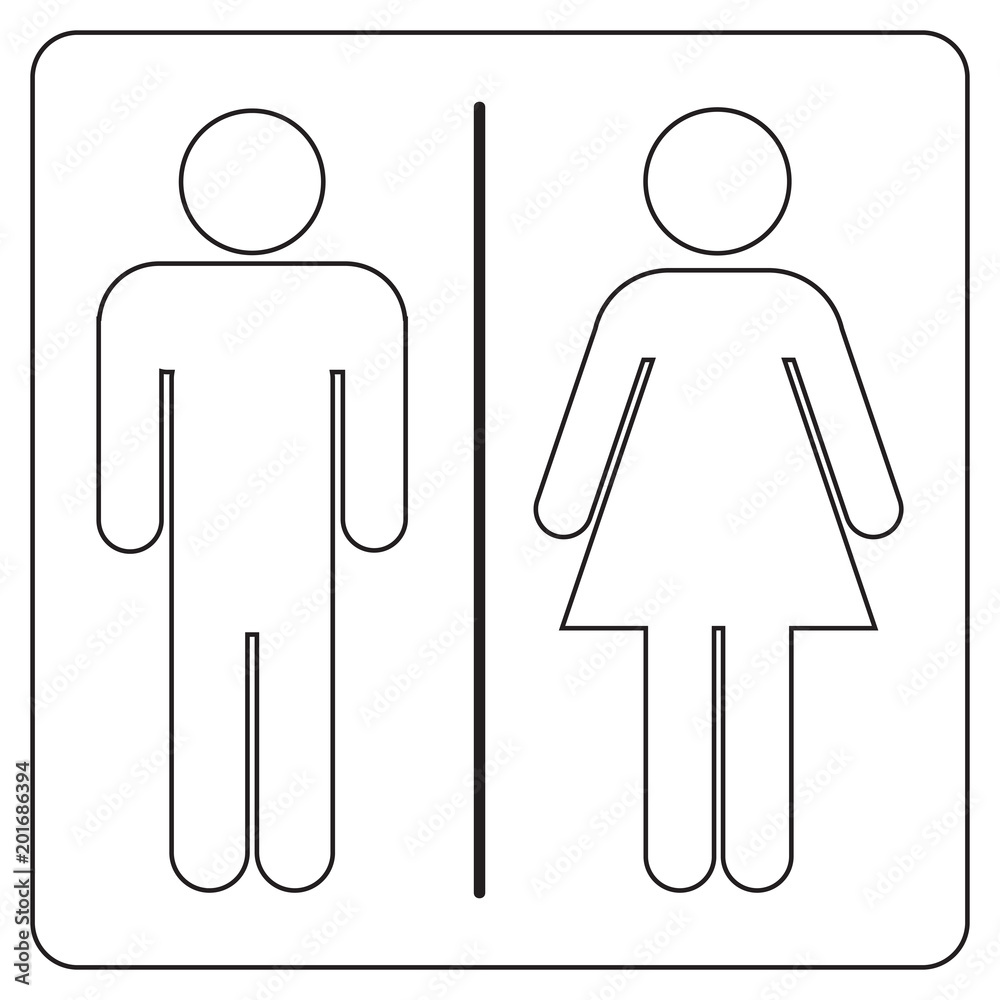 Male and Female Bathroom line Black Icon Male and Female Bathroom line Black Icon