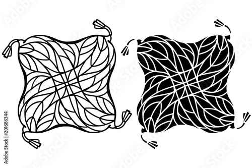 Hand drawn pillows set with tassels
