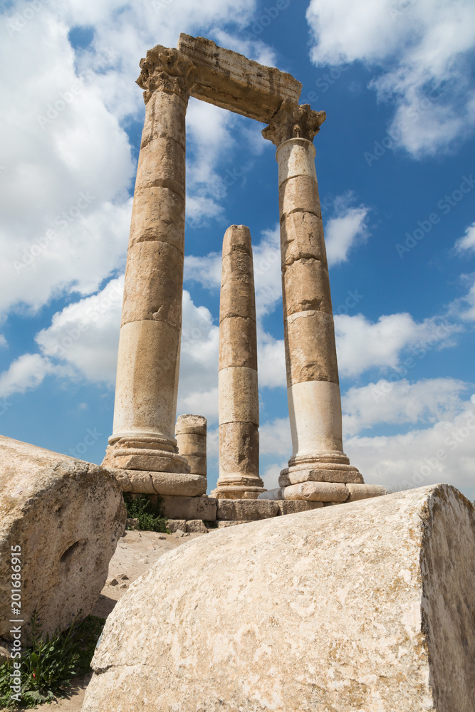 The Temple of Hercules in the Citadel of Amman, Jordan. The Temple of Hercules in the Citadel of Amman, Jordan.