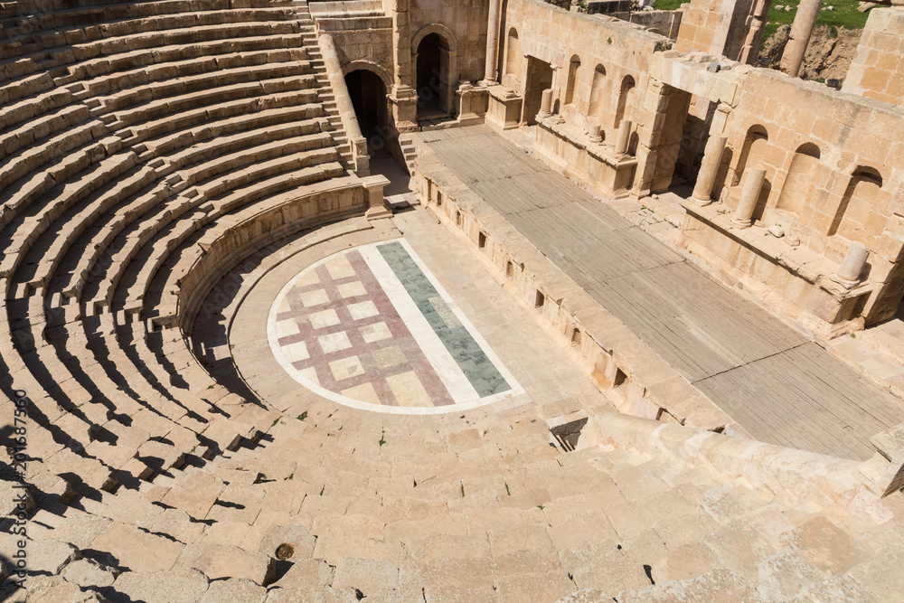 Antique Theatre. In ancient Roman city of Jerash, Jordan