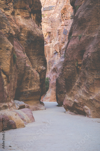 Fantastic beauty of the Siq gorge in Petra, Jordan
