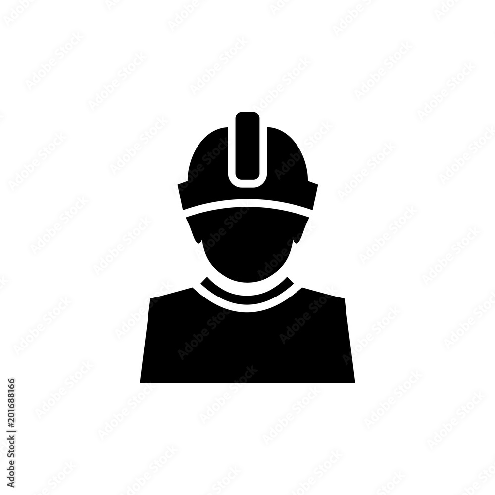 Constructor with hard hat protection on his head vector icon