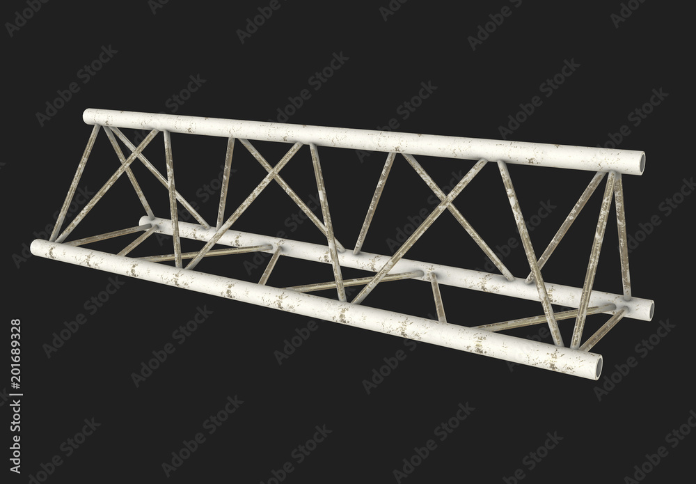 Metal truss girder element. 3d render on black background Metal truss girder element. 3d render on black background