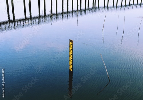 Water level gauge or Staff Gauge in the wetland
