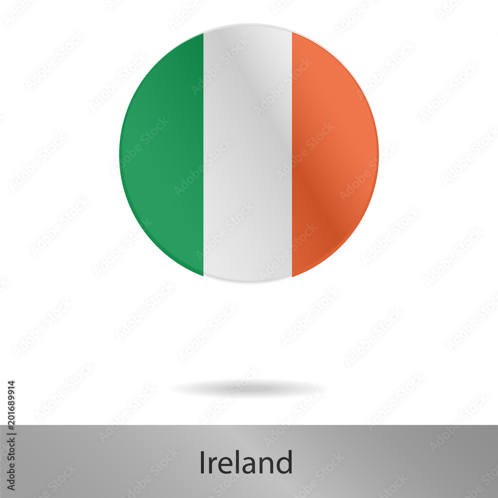 Ireland round icon with shadow