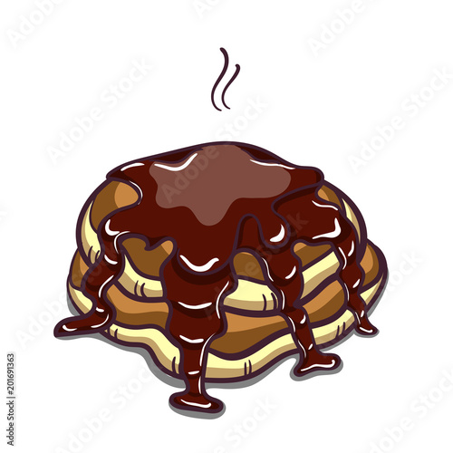 Pancakes With Chocolate On White