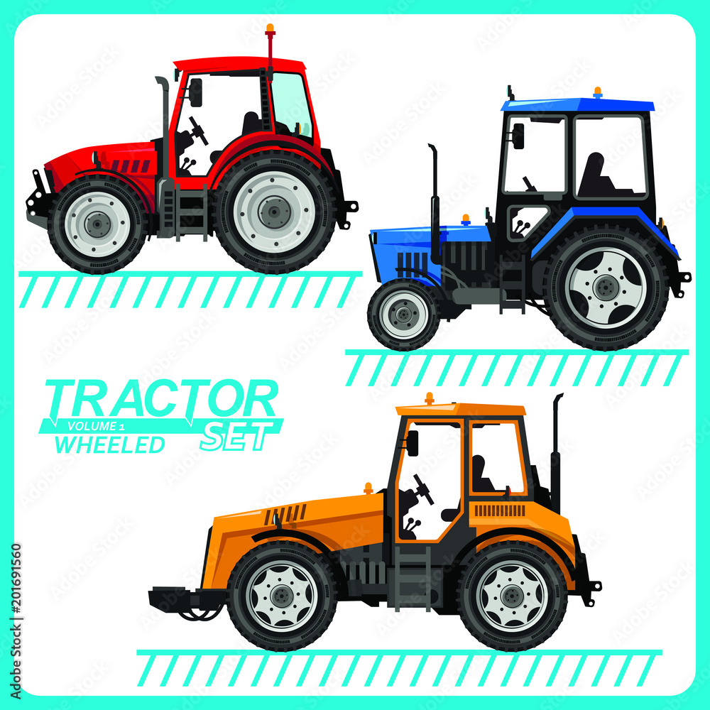 Several images of tractors, located on separate layers, for use in various purposes. Several images of tractors, located on separate layers, for use in various purposes.