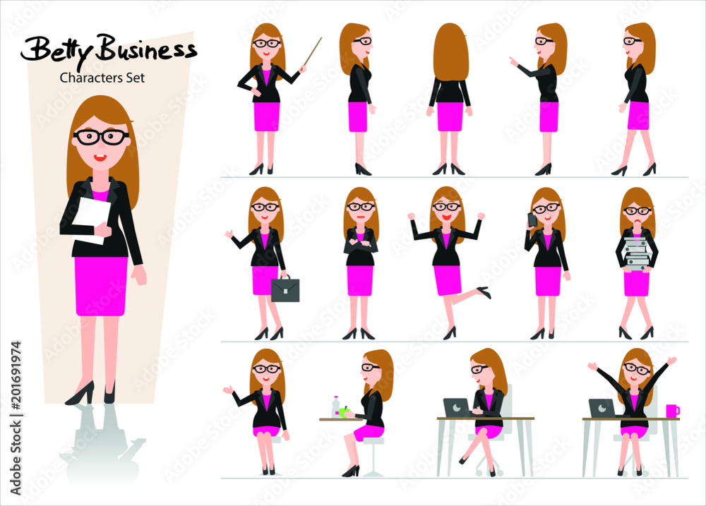 Smart Business Woman Characters Set