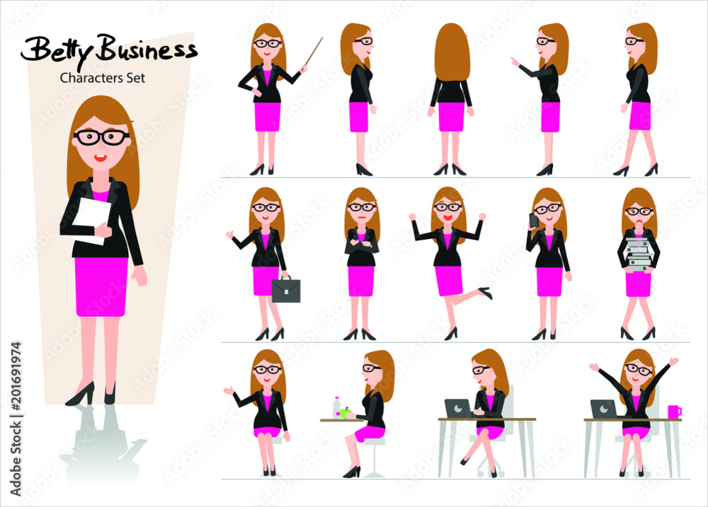 Smart Business Woman Characters Set Smart Business Woman Characters Set