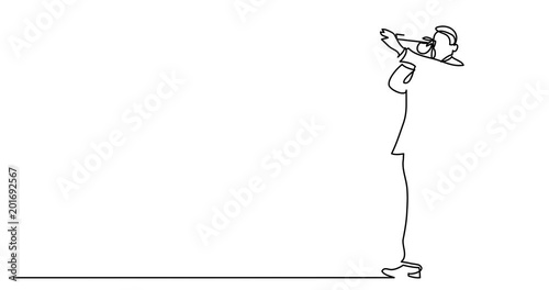 Self drawing animation of continuous line drawing of business concept - businessman looking in spyglass photo