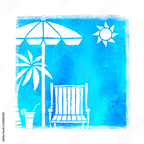 Watercolor summer beach print
