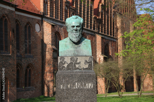 Salzwedel, Germany - April 20, 2018: View of the Friedrich Gartz Monument in the Hanseatic city of Salzwedel, Germany. Gartz was a composer, organist and music teacher from the Altmark. photo