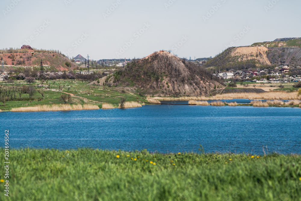 Fototapeta premium Spring landscape with terricons