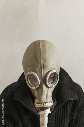 A man in a gas mask