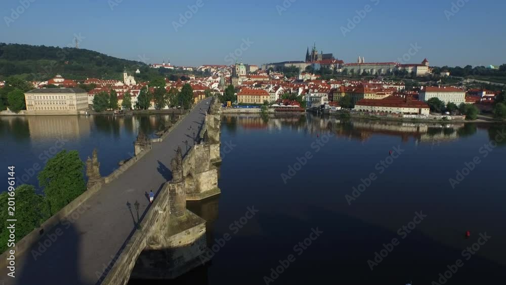 Aerial shot of Charles Bridge and Vltava River Aerial shot of Charles Bridge and Vltava River