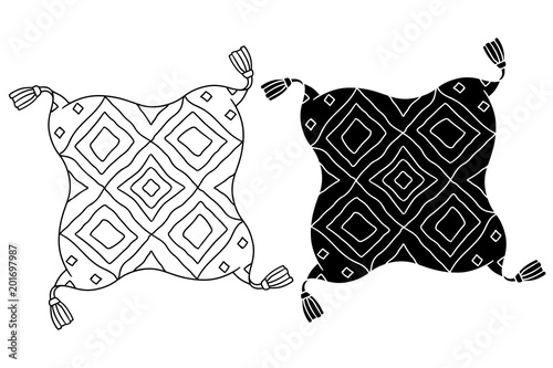Hand drawn pillows set with tassels