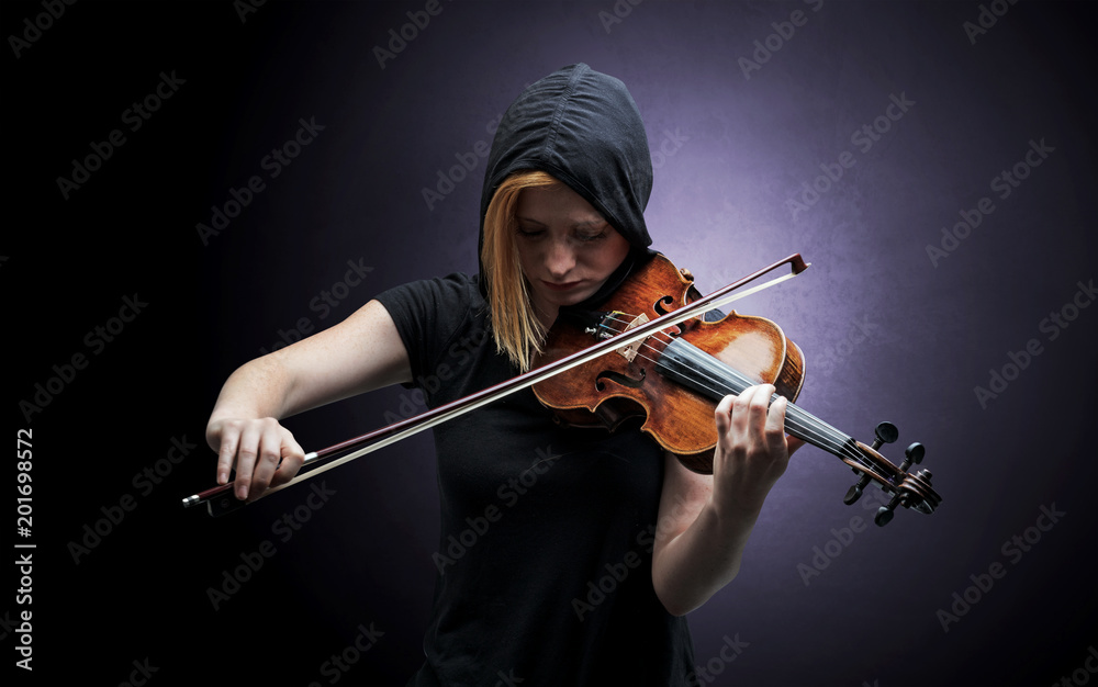 Lonely violinist composing on cello with nothing around
Lonely violinist composing on cello with nothing around