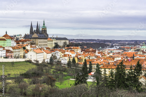 Evening skyline of old Prague