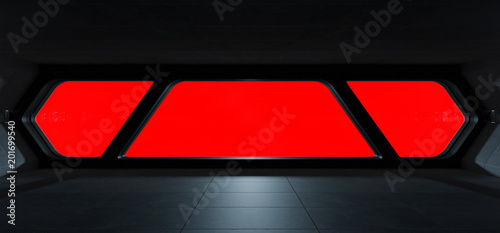 Fototapeta Naklejka Na Ścianę i Meble -  Spaceship futuristic interior with window view