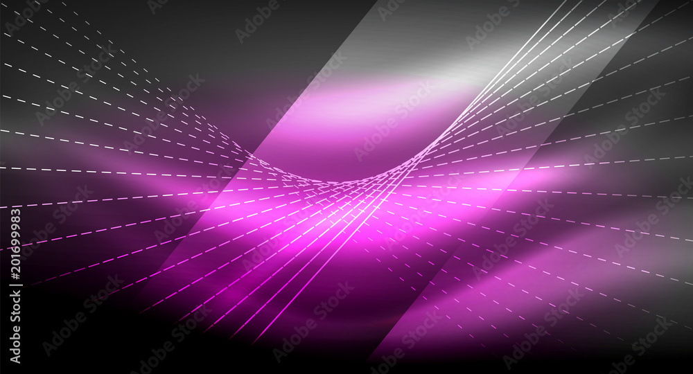 Smooth light effect, straight lines on glowing shiny neon dark background. Energy technology idea Smooth light effect, straight lines on glowing shiny neon dark background. Energy technology idea