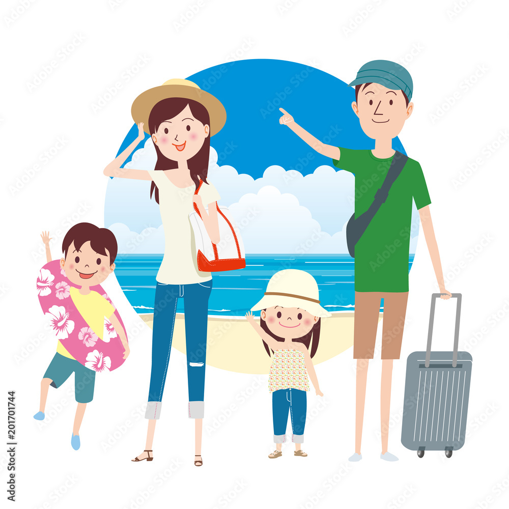 Obraz premium ファイル名 ファミリー_夏の家族旅行
