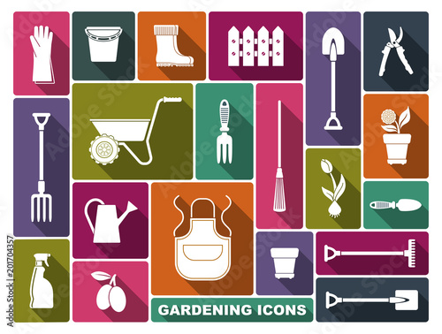 Gardening icons. Vector illustration