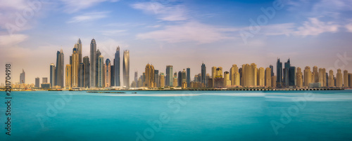 Panorama of Dubai Marina photographed from The Palm Jumeirah