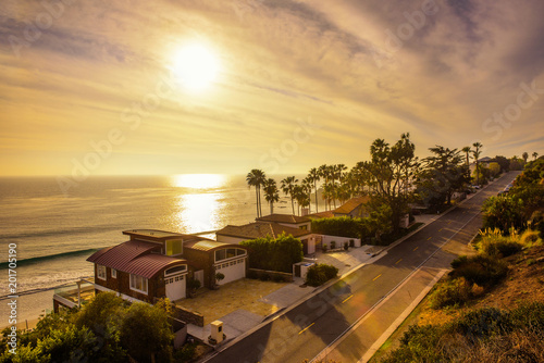 Oceanfront homes of Malibu beach in California photo
