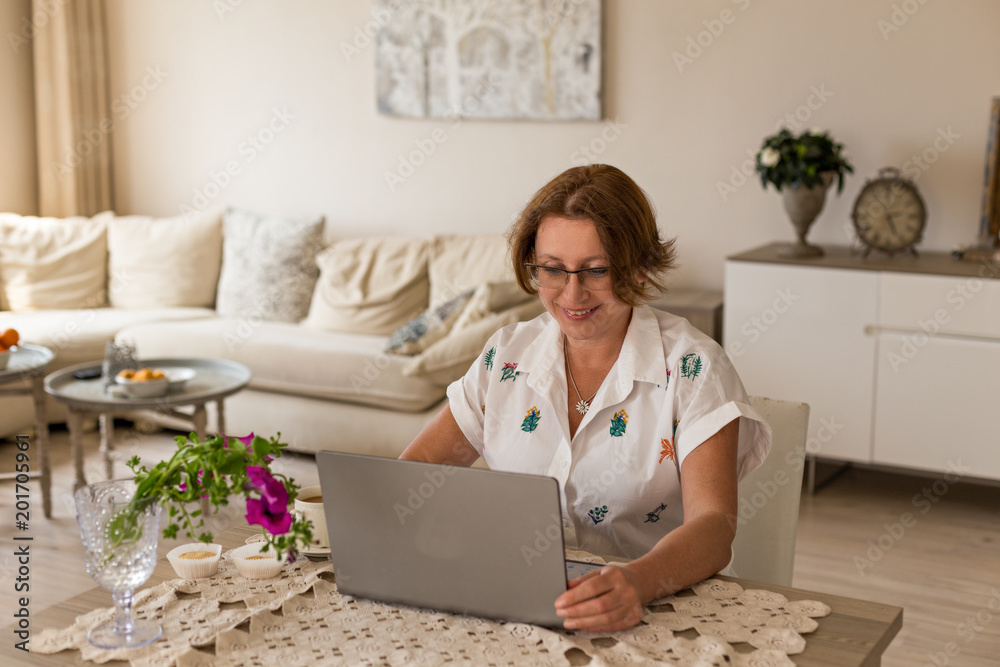 Freelance and home office concept. Woman working from home. Freelance and home office concept. Woman working from home.
