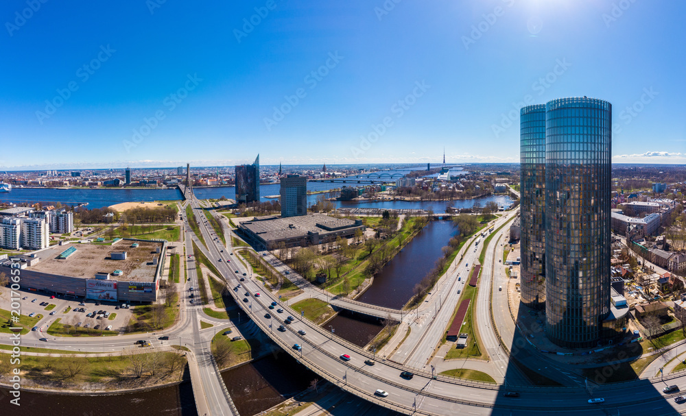aerial panorama in Riga 
