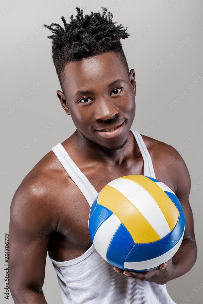 African-American man with volleyball