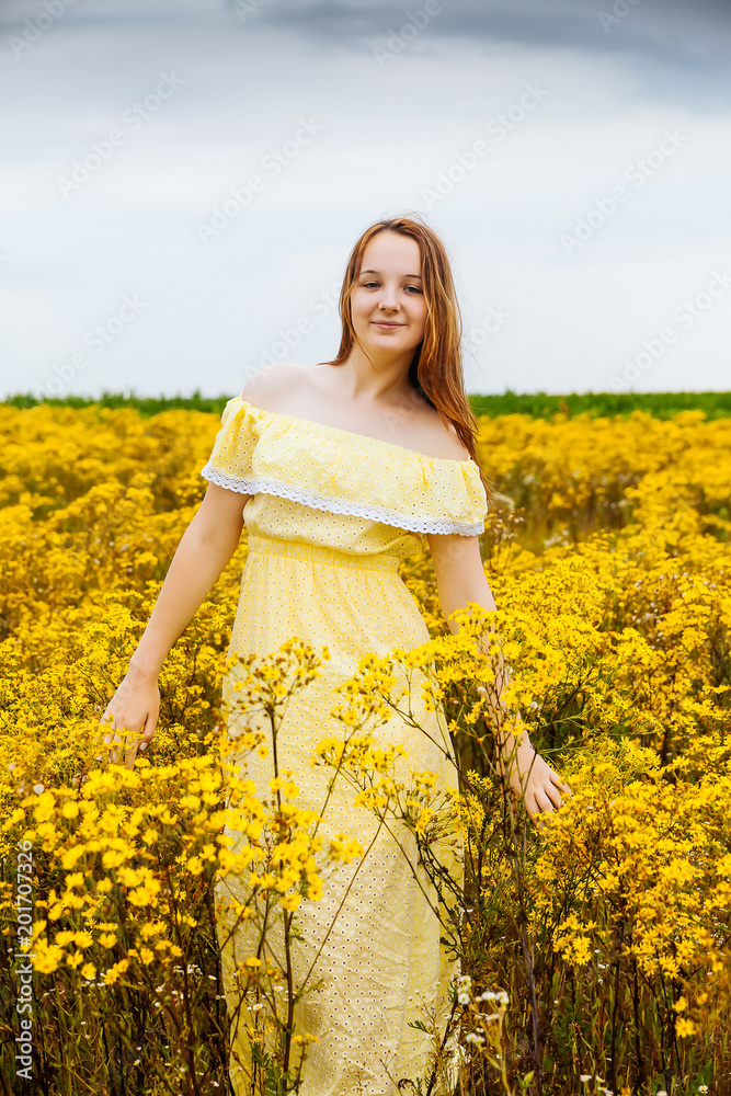 girl in summer in field. girl in summer in field.