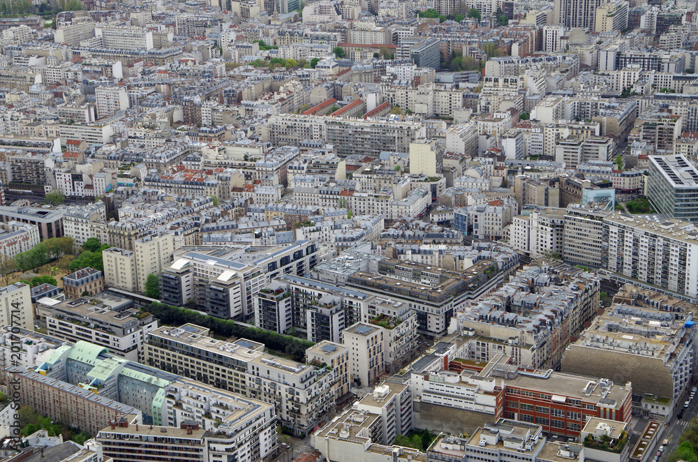 Aerial view of Paris Cityscape