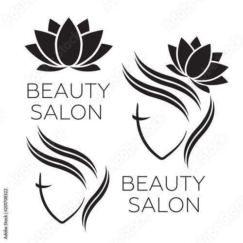 Beautiful woman logo template for hair salon, beauty salon, cosmetic