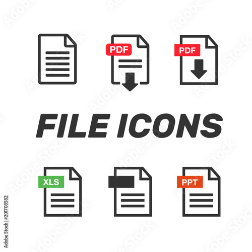 File Icons. Document icon set. File Icons line style illustration