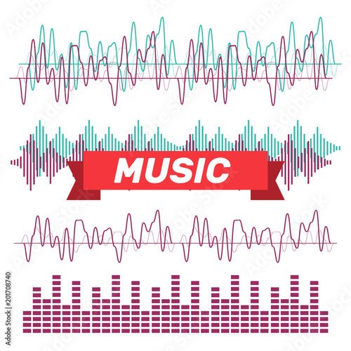 Sound waves vector. Sound waves sign and symbol in flat style