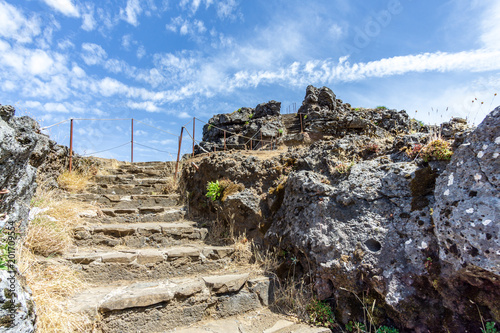 stairs rock sky hike