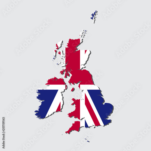 United Kingdom Map Flag,United Kingdom Map with Flag Vector